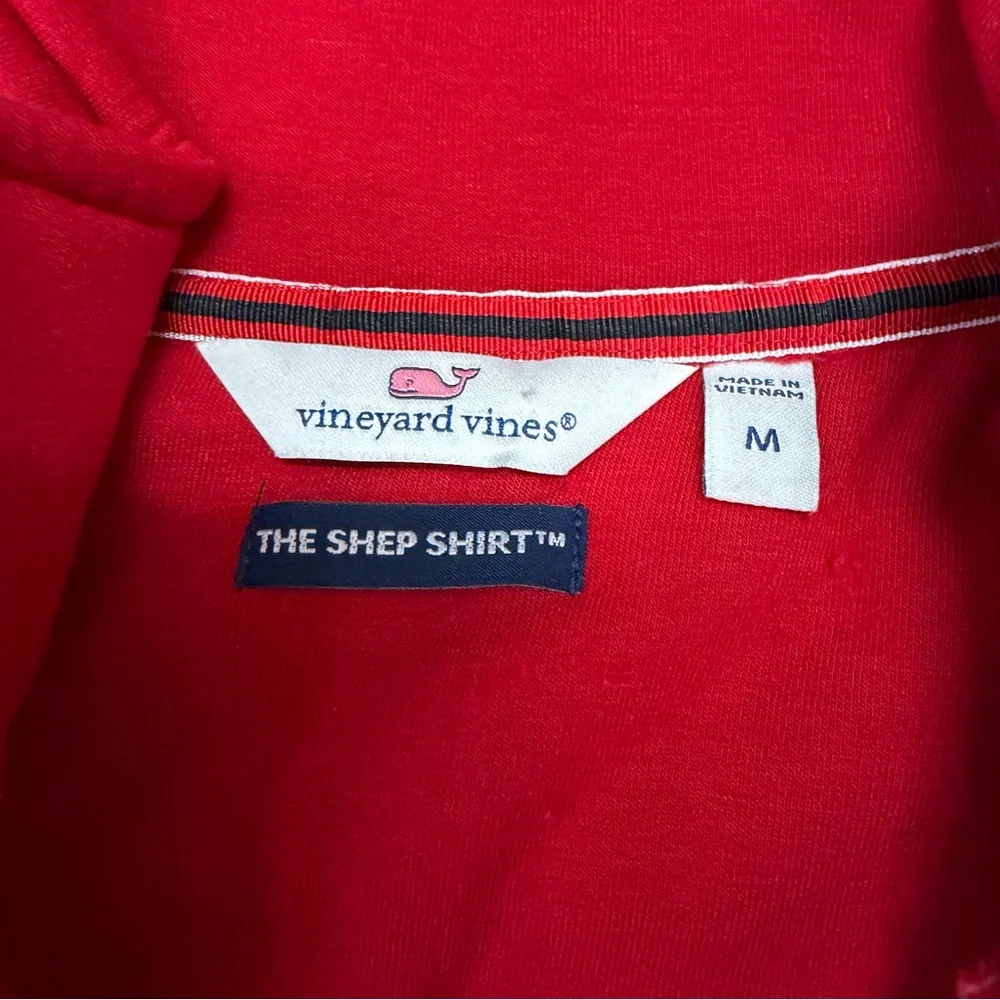 Vineyard Vines Pullover 1/4 Red Striped Relaxed Shep Shirt Soft Preppy Sz Medium - Picture 10 of 12